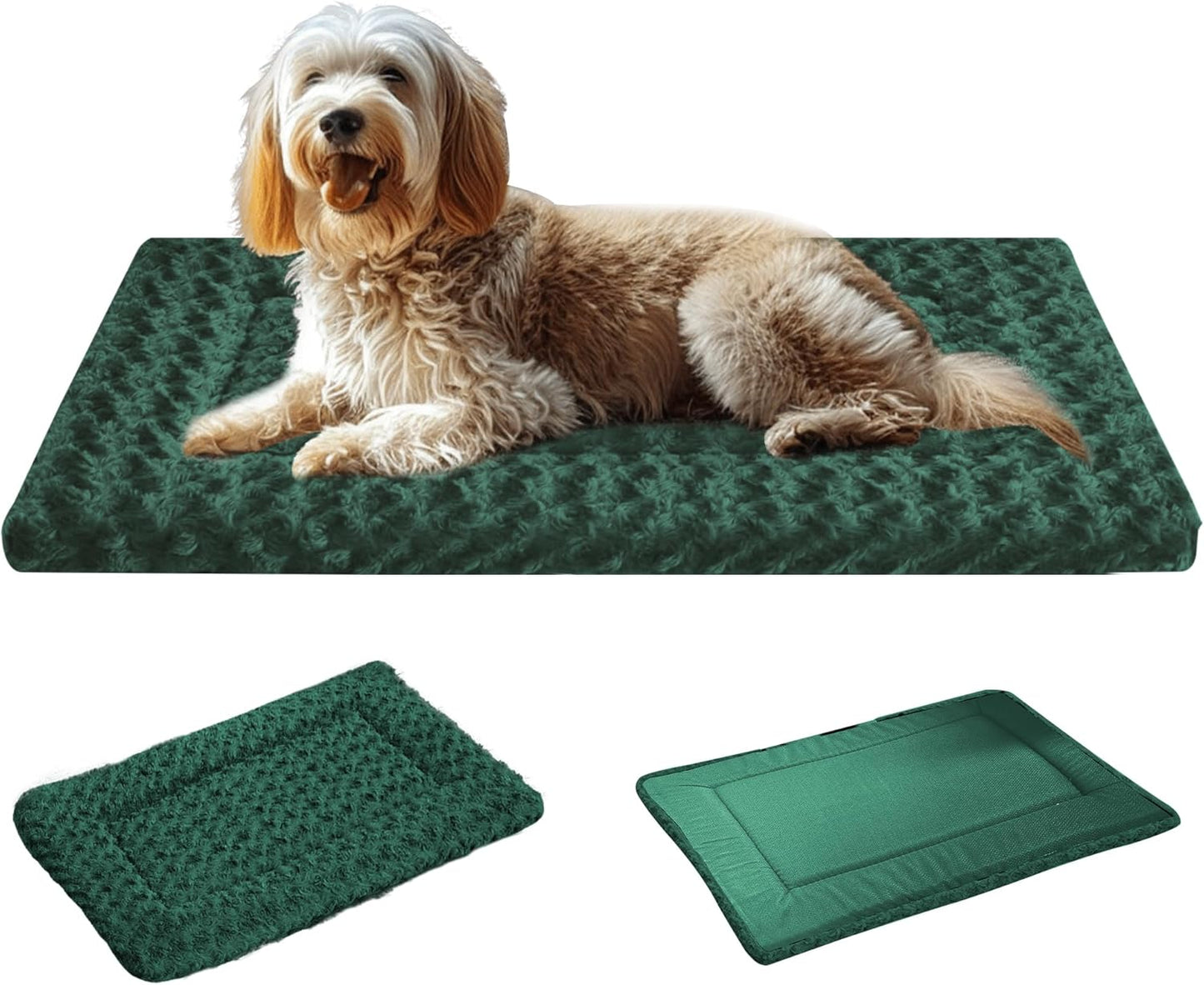 Reversible Dog Crate Mat – Soft, Dual-Sided Bed Pad for All Seasons – Durable, Washable Pet Mat for Crates, Travel, and Home Use