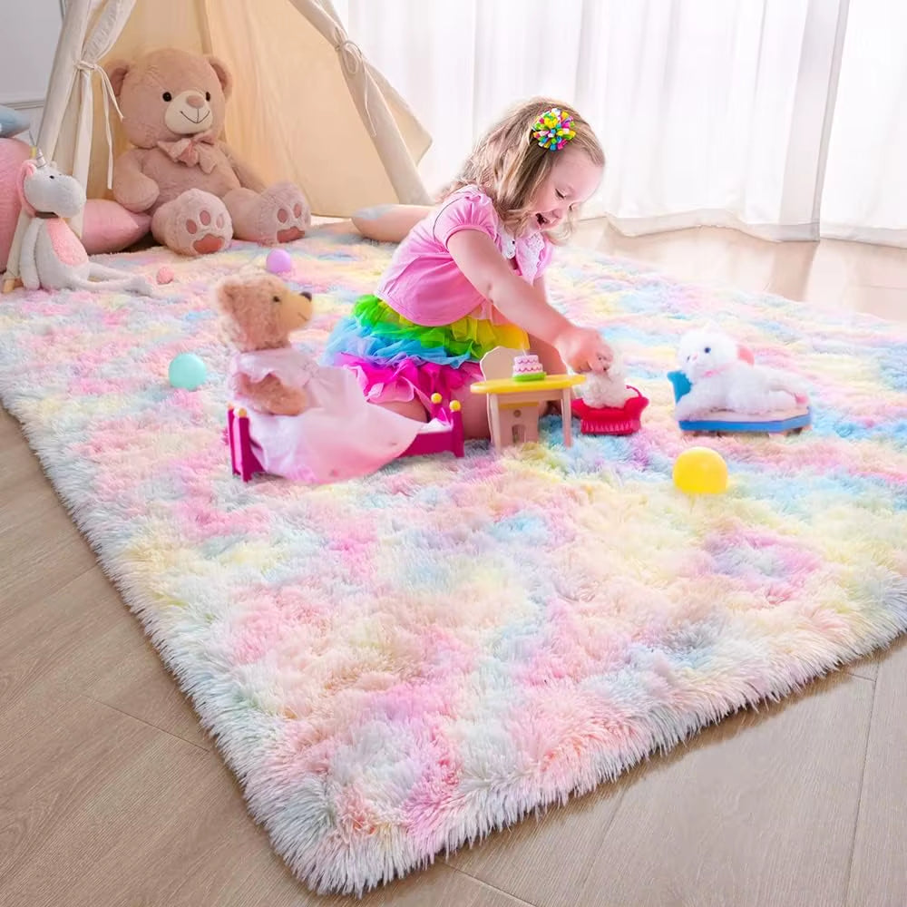 Soft Plush Carpet for Living Room or Kids Bedroom, Modern Fluffy Area Rug, Cozy Floor Mat for Sofa, Nursery, or Playroom Decor