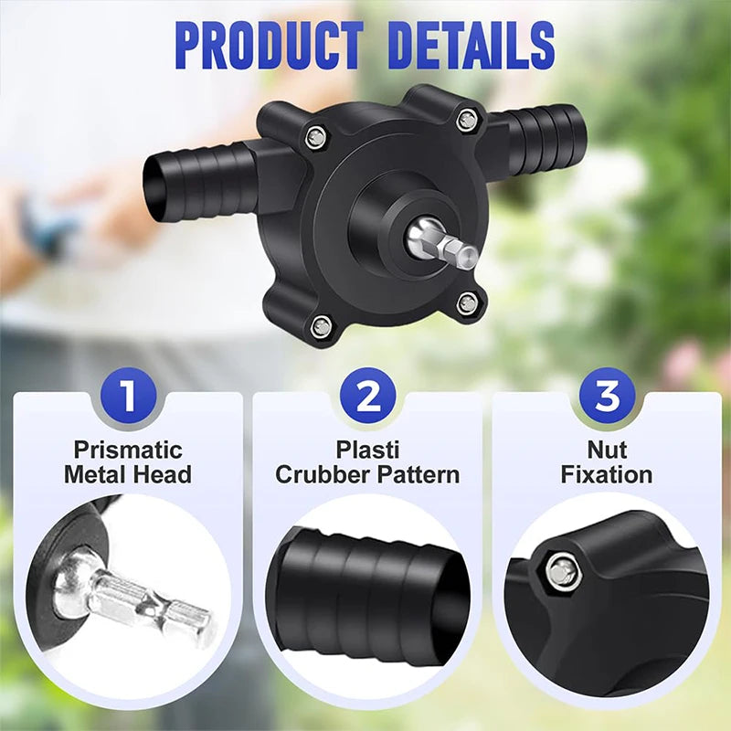AquaDrive Liquid Transfer Pump – Portable Self-Priming Electric Drill Pump for Water, Oil & Household Tasks with Bracket & Pipe Clamps