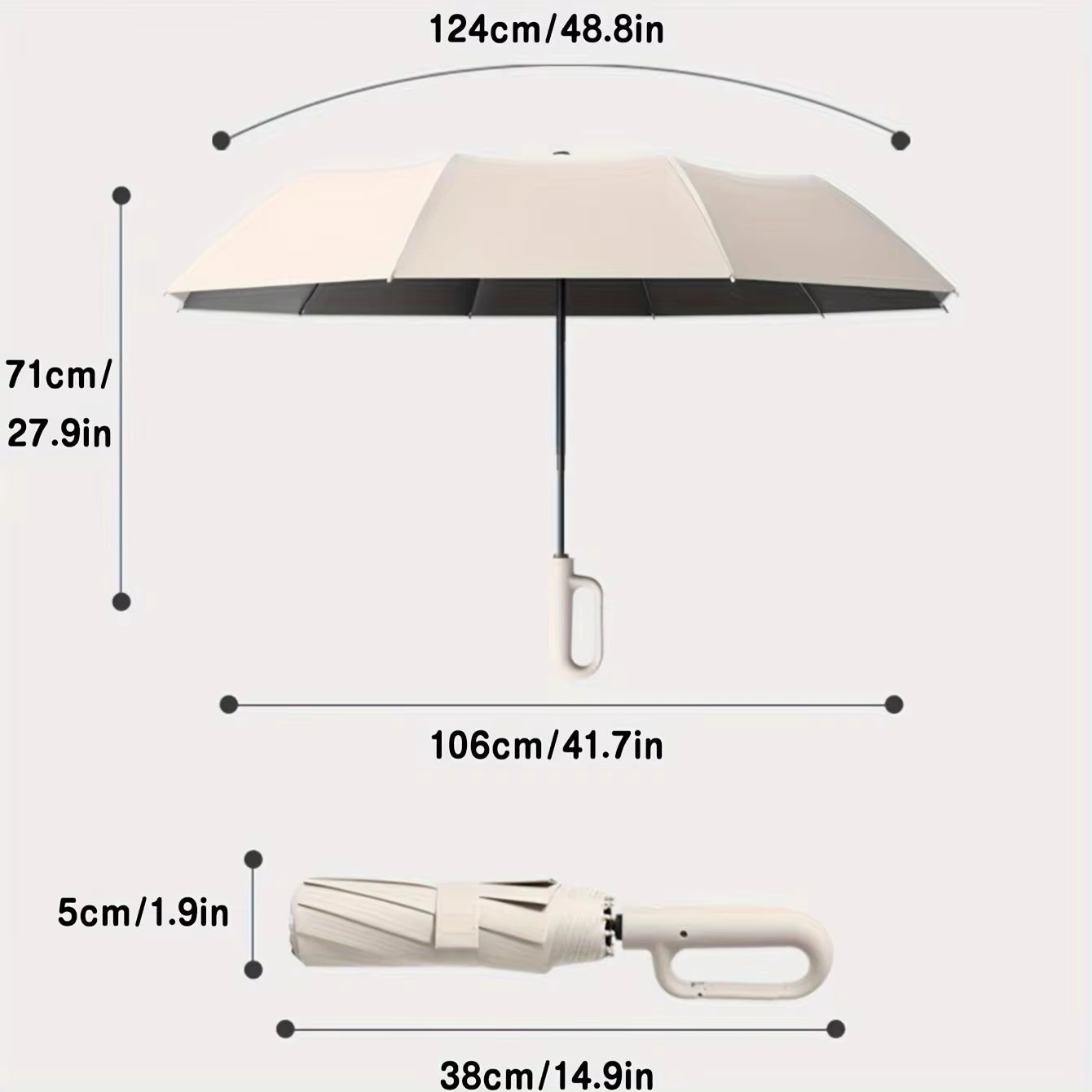 Windproof Reinforced 105CM Automatic Folding Umbrella for Men with Large Handle, Wind and Water Resistant, Durable Outdoor Protection