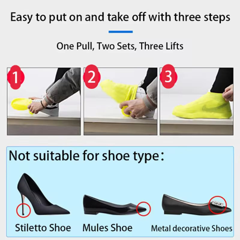 DryStep Waterproof Shoe Covers – Reusable Silicone Overshoes, Non-Slip Rain Boot Protectors for Outdoor Walking, Cycling & Travel