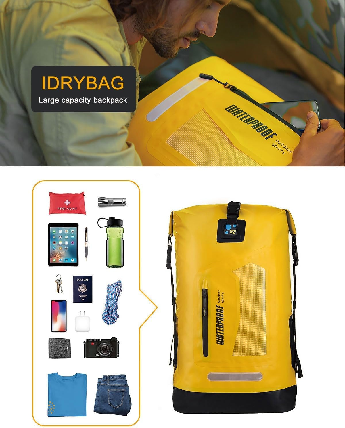 AquaShield Waterproof Backpack – 20L/30L/40L Floating Dry Bag for Kayaking, Hiking, Camping & Outdoor Adventures