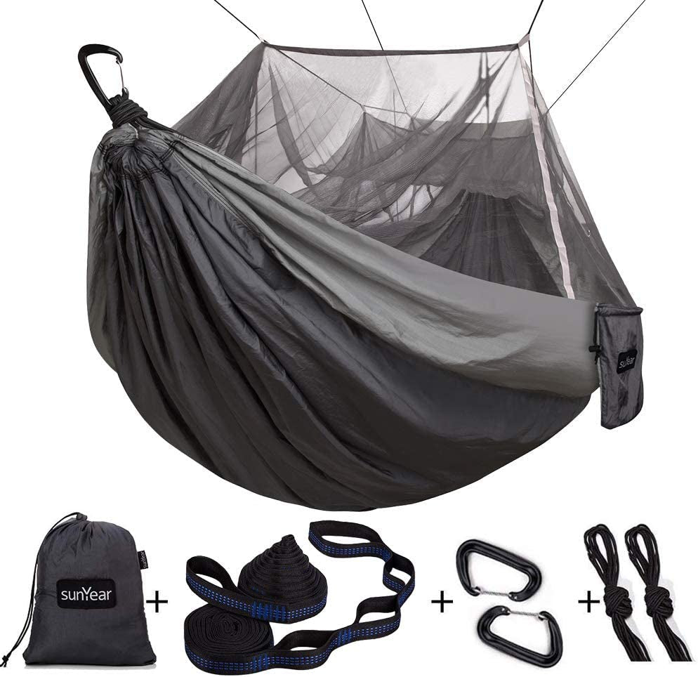 TrailNest All-in-One Camping Hammock with Net & Rain Fly – Portable Single & Double 2 Person Hammock Tent with Straps for Outdoor Hiking & Travel