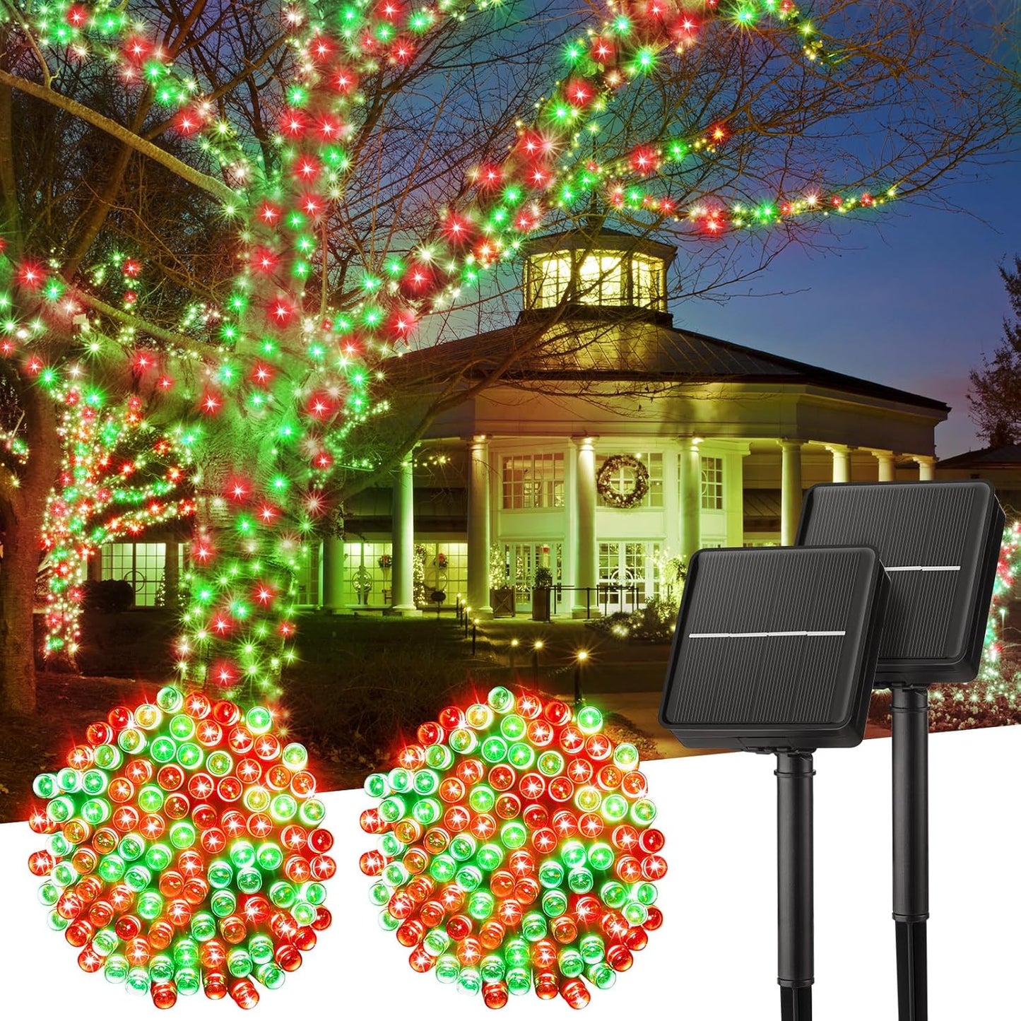 SolarGlow Outdoor String Lights – 40FT 100 LED Solar Powered String Lights with 8 Modes IP65 Waterproof Warm White Lights for Garden Tree Fence Patio Decor