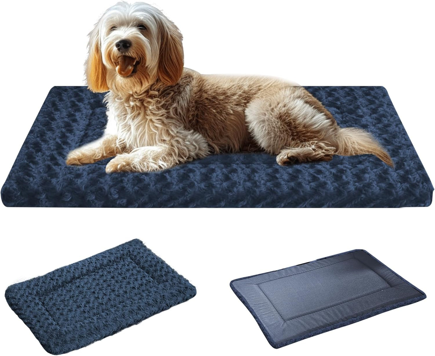 Reversible Dog Crate Mat – Soft, Dual-Sided Bed Pad for All Seasons – Durable, Washable Pet Mat for Crates, Travel, and Home Use