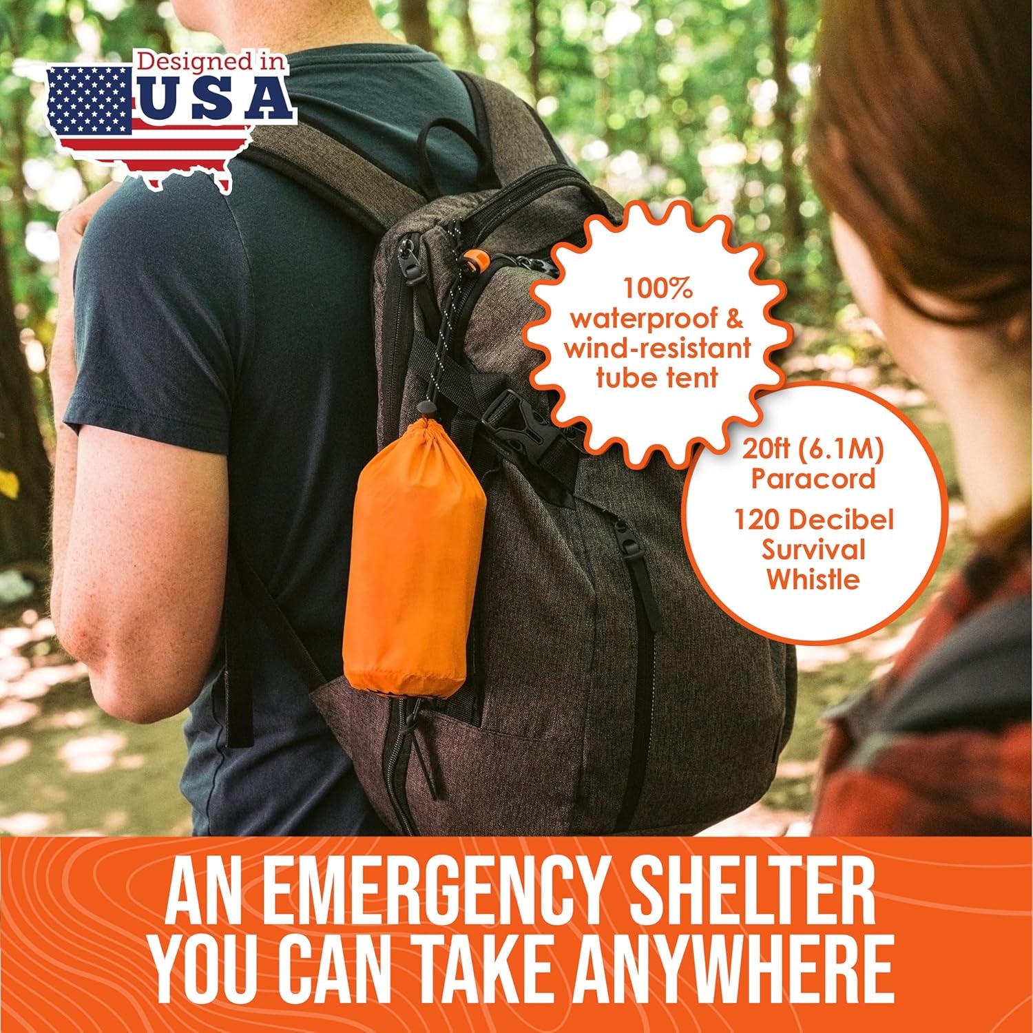 EcoTent 2-Person Emergency Shelter with Paracord & Whistle – Compact Waterproof Mylar Tent for Hiking, Camping & Survival Gear