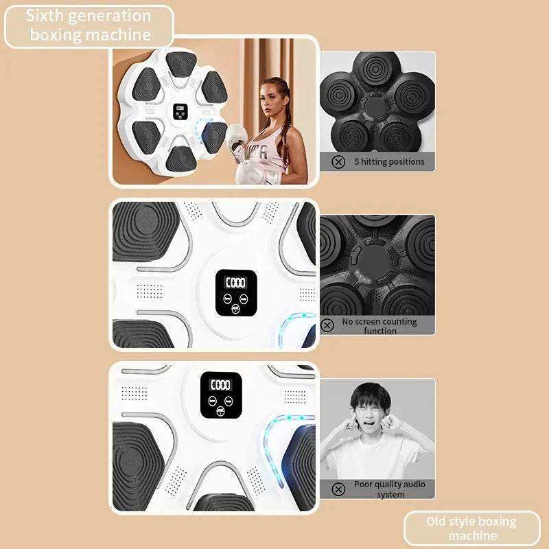 Smart Music Boxing Machine – Interactive Wall-Mounted Trainer for Adults & Kids | Fitness, Reaction, and Home Boxing Workout Equipment