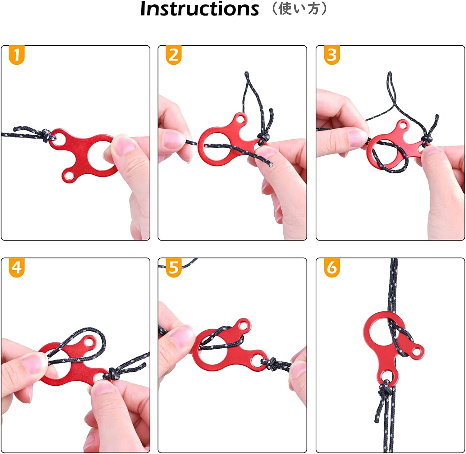 TrailGrip Aluminum Guyline Cord Adjuster – Ultralight Rope Tensioner & Loop Alien Tightener for Camping & Hiking