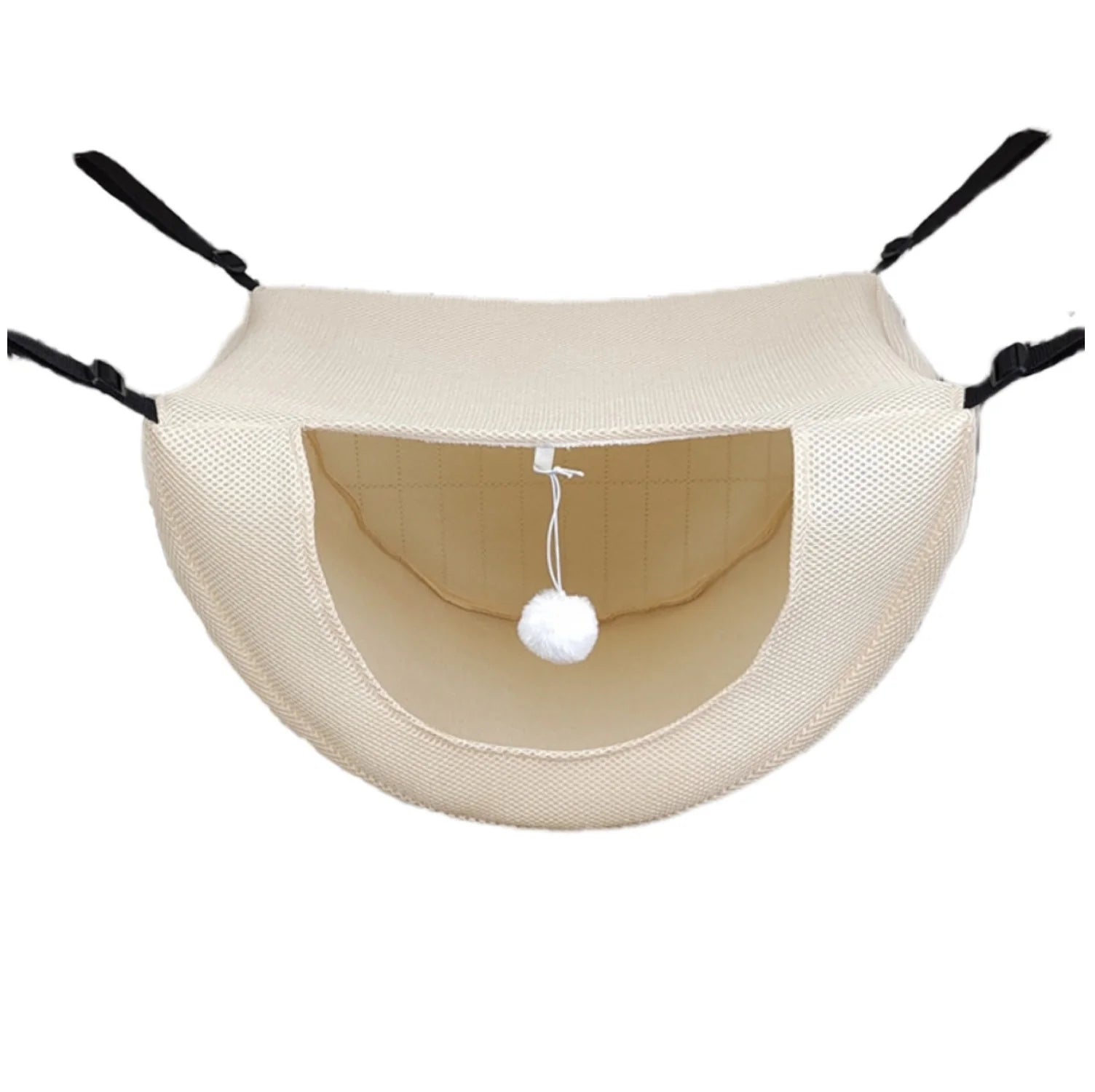 PurrNest Hanging Cat Hammock Bed – Soft Mesh Cage Hammock with Plush Toy for Comfortable Feline Rest & Play