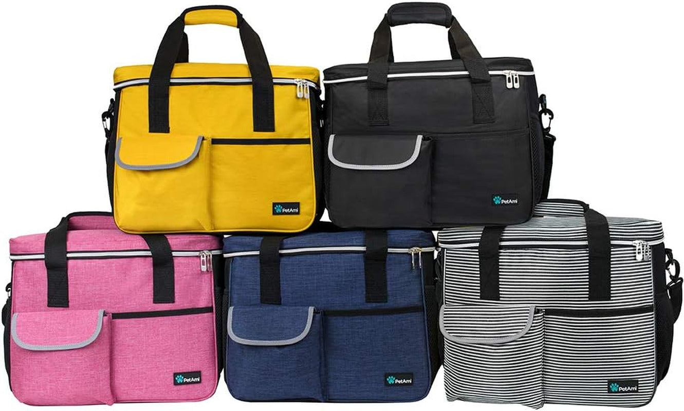 PawVoyage Dog Travel Bag Organizer – Food Storage Tote with Containers & Bowls for Weekend Trips, Camping, or Air Travel (Pink, Medium)