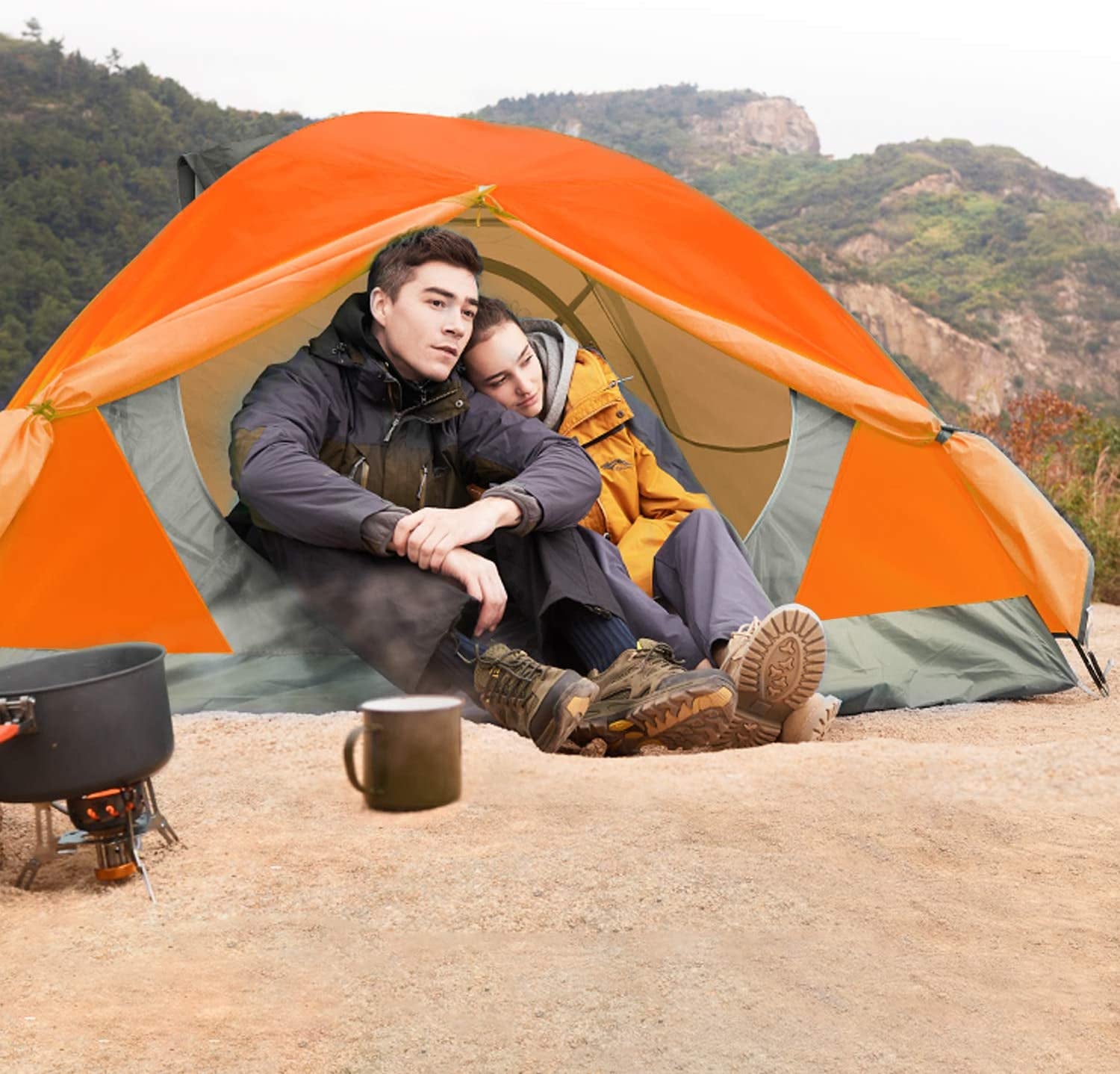 TrailHaven All-Season 2/4 Person Camping Tent – Lightweight Waterproof Windproof Double-Layer Shelter for Hiking, Hunting & Travel
