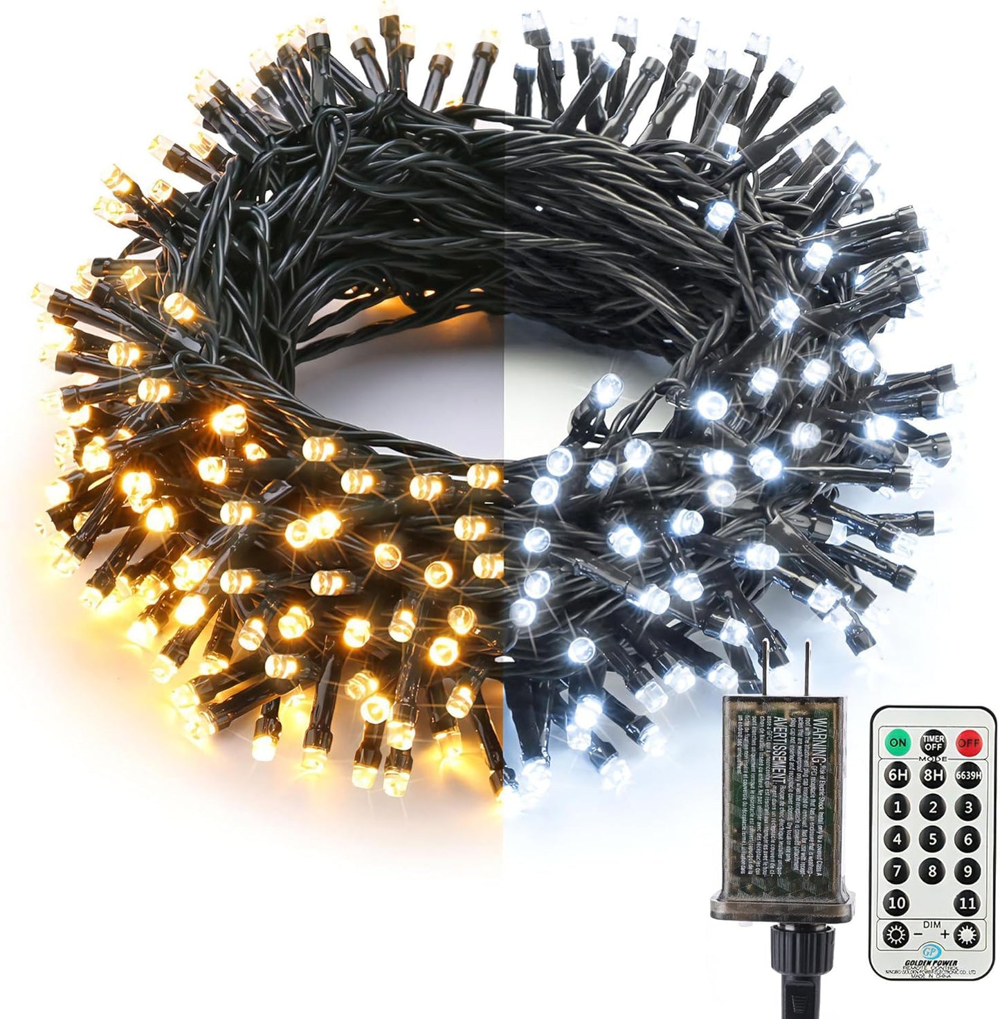 ColorWave Dual Glow Christmas Lights 65.67FT 200 LED Color Changing Tree Lights with 11 Modes Remote Connectable 29V Safe Adapter