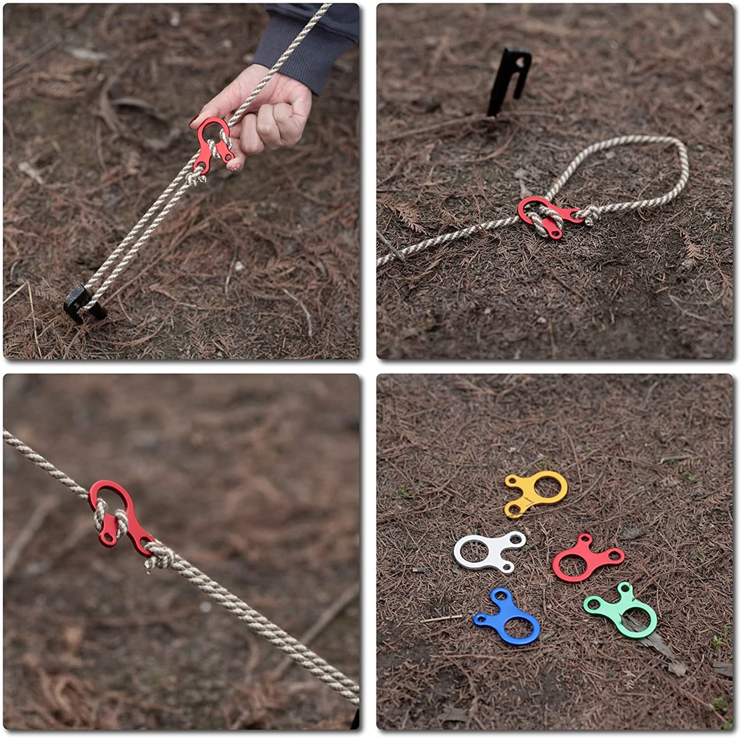 TrailGrip Aluminum Guyline Cord Adjuster – Ultralight Rope Tensioner & Loop Alien Tightener for Camping & Hiking