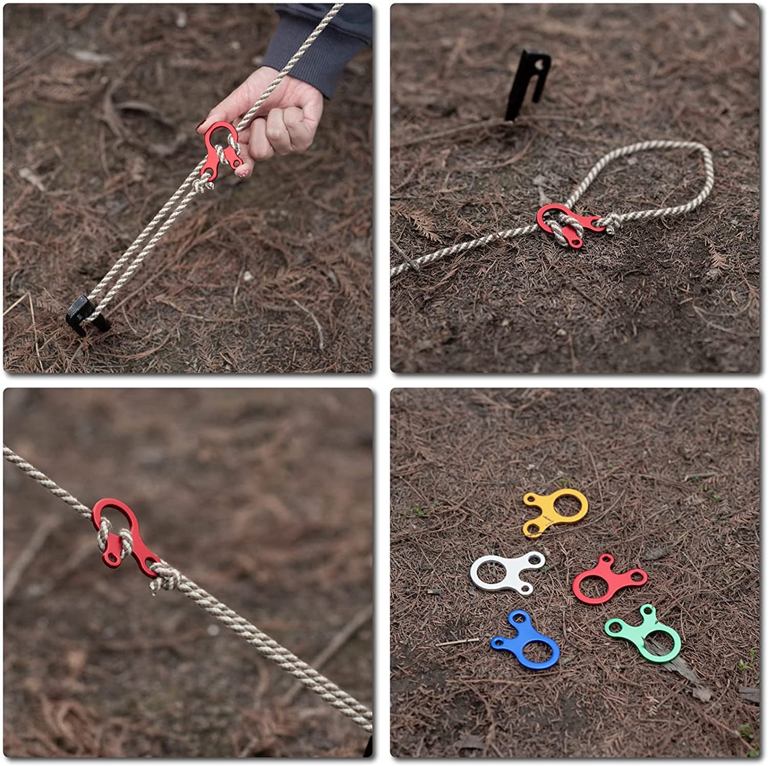 TrailGrip Aluminum Guyline Cord Adjuster – Ultralight Rope Tensioner & Loop Alien Tightener for Camping & Hiking