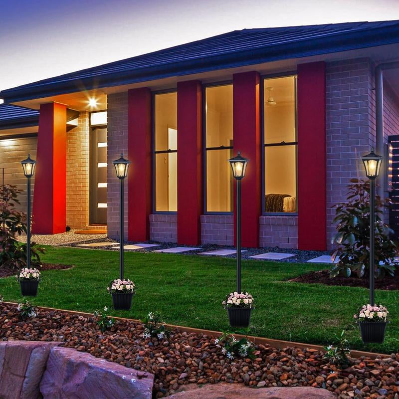 SolarBloom Lamp Post Light – 65" Solar Lamp Post with Planter 60 Lumens Glass Solar Garden Light Warm White Outdoor Waterproof