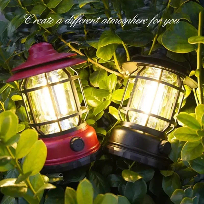 RetroGlow 2-Pack Camping Lanterns – USB Rechargeable LED Lights, Waterproof for Tents, Hiking & Outdoor Adventures