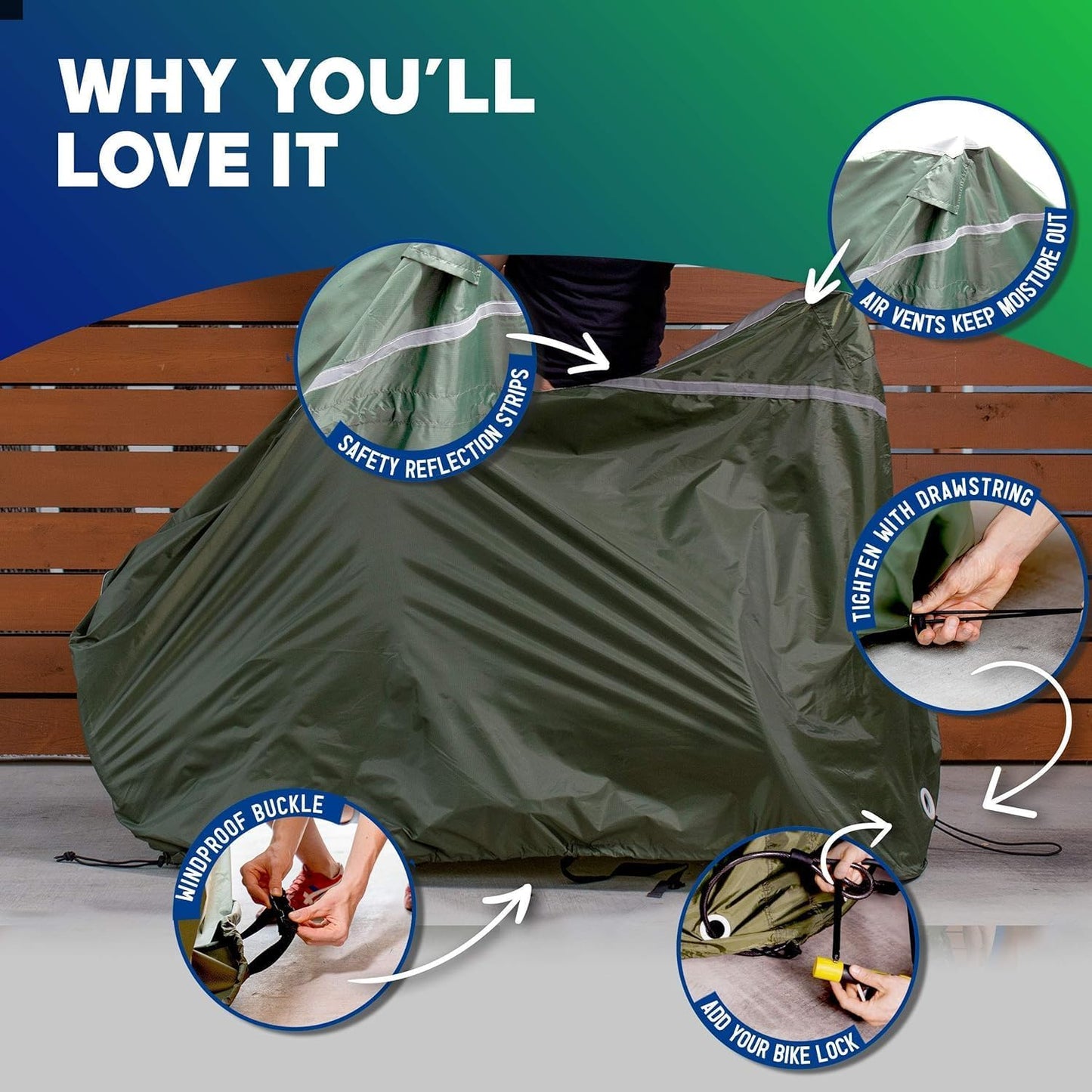 StormGuard Reflective Bike Cover – Waterproof & Weatherproof Outdoor Storage Shelter for Bicycles, Trikes & E-Bikes