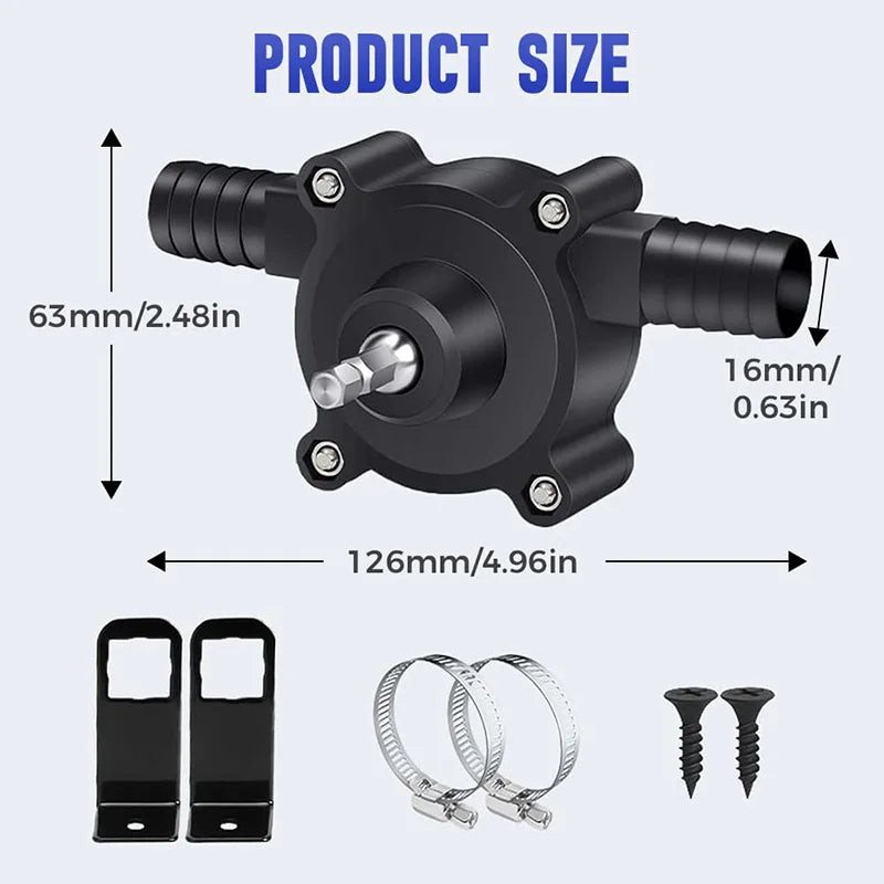 AquaDrive Liquid Transfer Pump – Portable Self-Priming Electric Drill Pump for Water, Oil & Household Tasks with Bracket & Pipe Clamps
