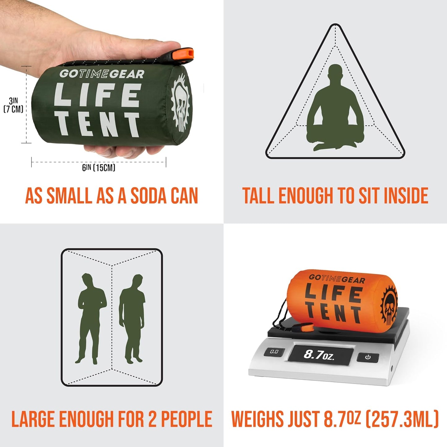EcoTent 2-Person Emergency Shelter with Paracord & Whistle – Compact Waterproof Mylar Tent for Hiking, Camping & Survival Gear