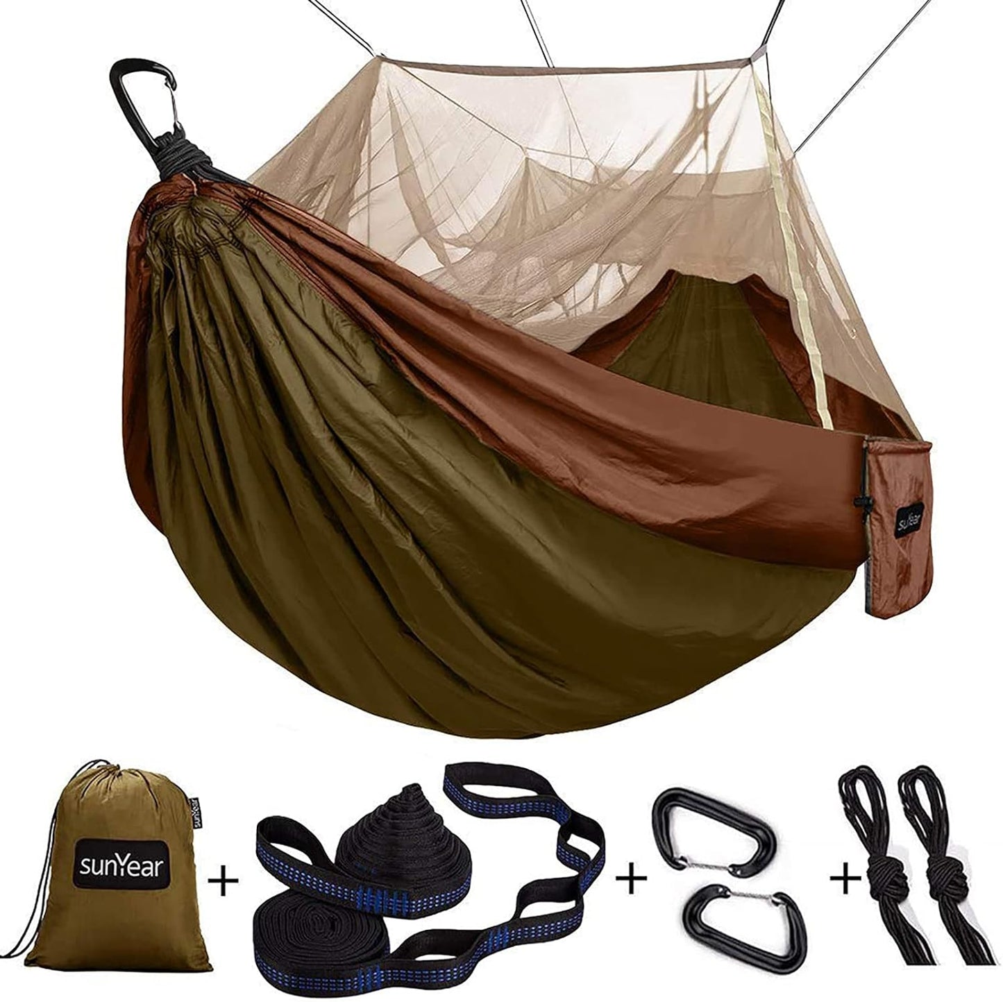 TrailNest All-in-One Camping Hammock with Net & Rain Fly – Portable Single & Double 2 Person Hammock Tent with Straps for Outdoor Hiking & Travel