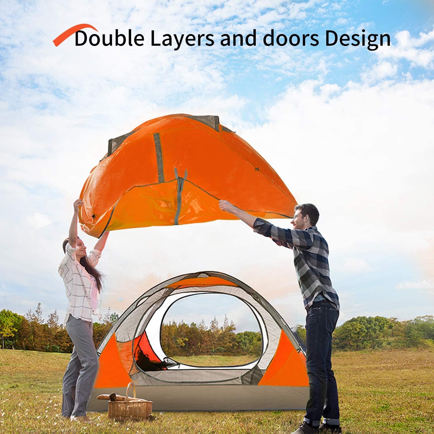 TrailHaven All-Season 2/4 Person Camping Tent – Lightweight Waterproof Windproof Double-Layer Shelter for Hiking, Hunting & Travel