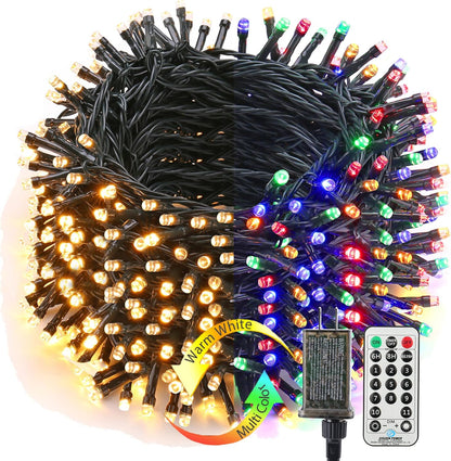 ColorWave Dual Glow Christmas Lights 65.67FT 200 LED Color Changing Tree Lights with 11 Modes Remote Connectable 29V Safe Adapter