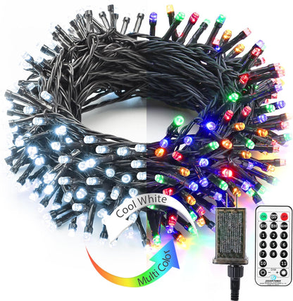 ColorWave Dual Glow Christmas Lights 65.67FT 200 LED Color Changing Tree Lights with 11 Modes Remote Connectable 29V Safe Adapter