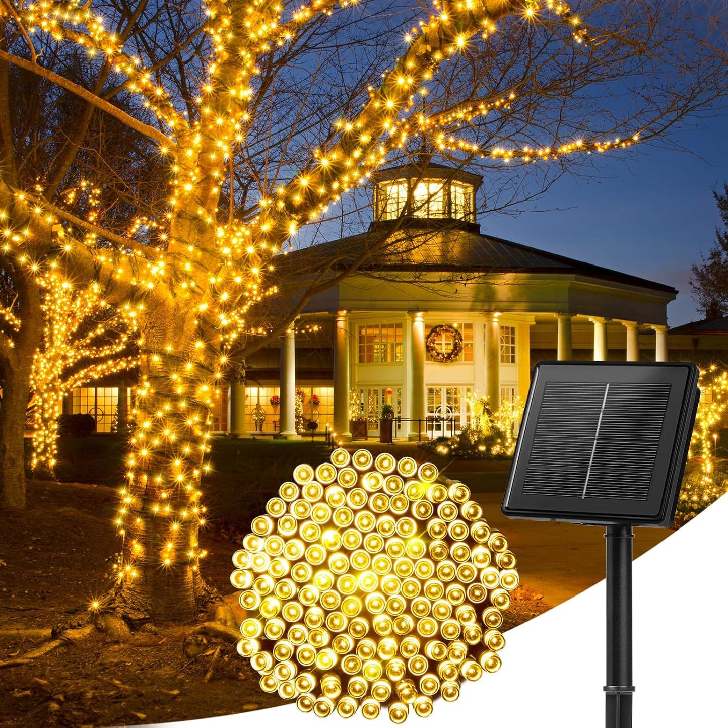SolarGlow Outdoor String Lights – 40FT 100 LED Solar Powered String Lights with 8 Modes IP65 Waterproof Warm White Lights for Garden Tree Fence Patio Decor