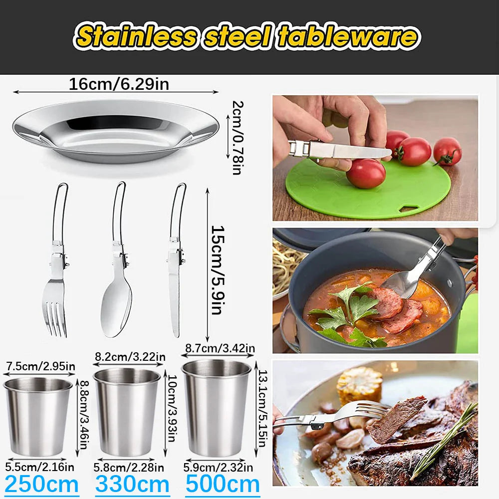 CampMate Cooking Set – Non-Stick Pots, Pan & Teapot for Camping, Hiking & Outdoor Picnic Meals