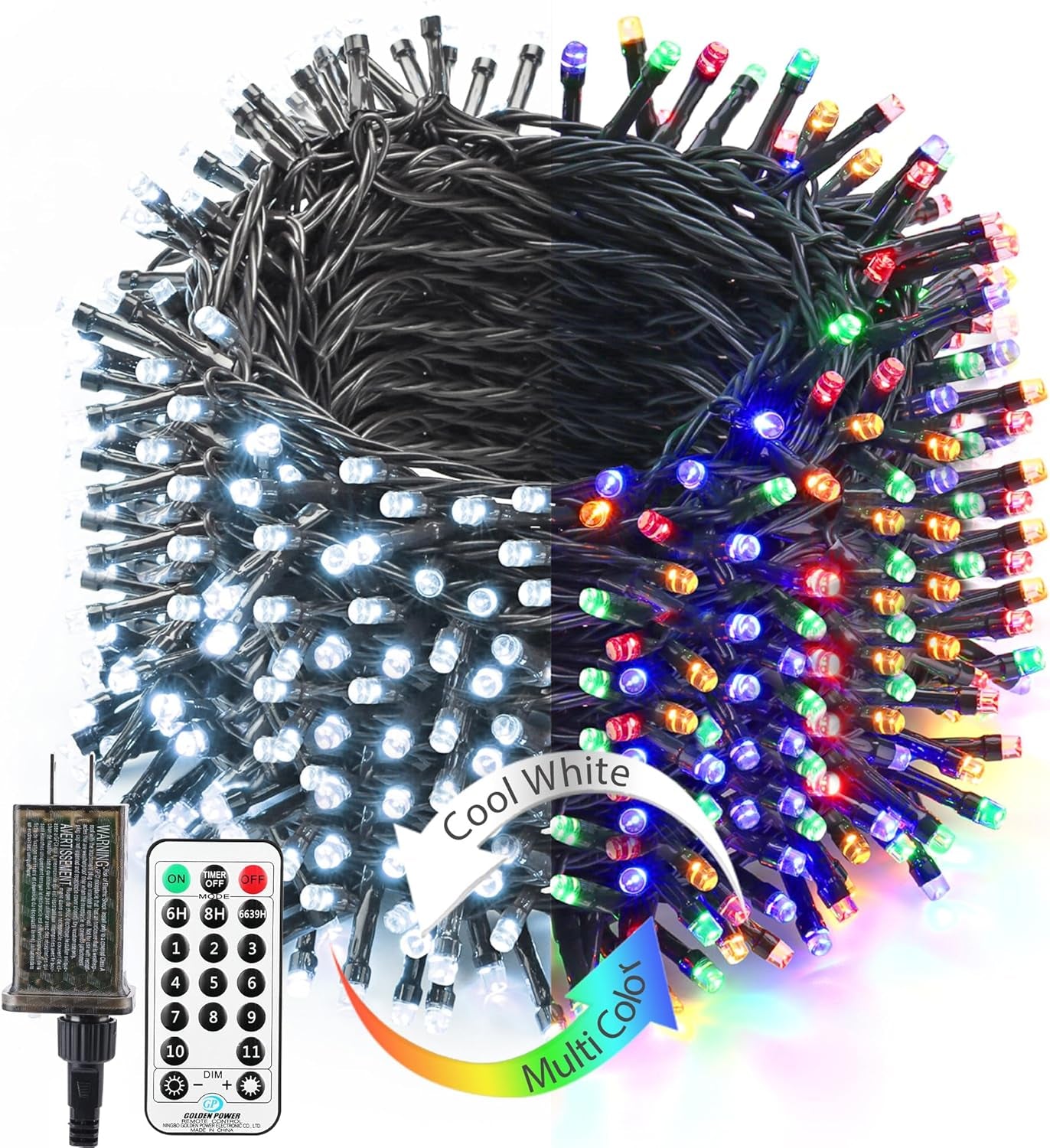 ColorWave Dual Glow Christmas Lights 65.67FT 200 LED Color Changing Tree Lights with 11 Modes Remote Connectable 29V Safe Adapter