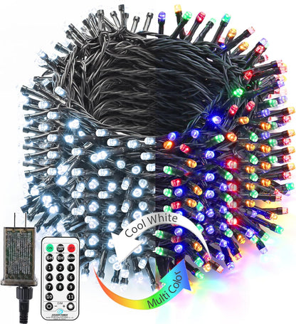 ColorWave Dual Glow Christmas Lights 65.67FT 200 LED Color Changing Tree Lights with 11 Modes Remote Connectable 29V Safe Adapter