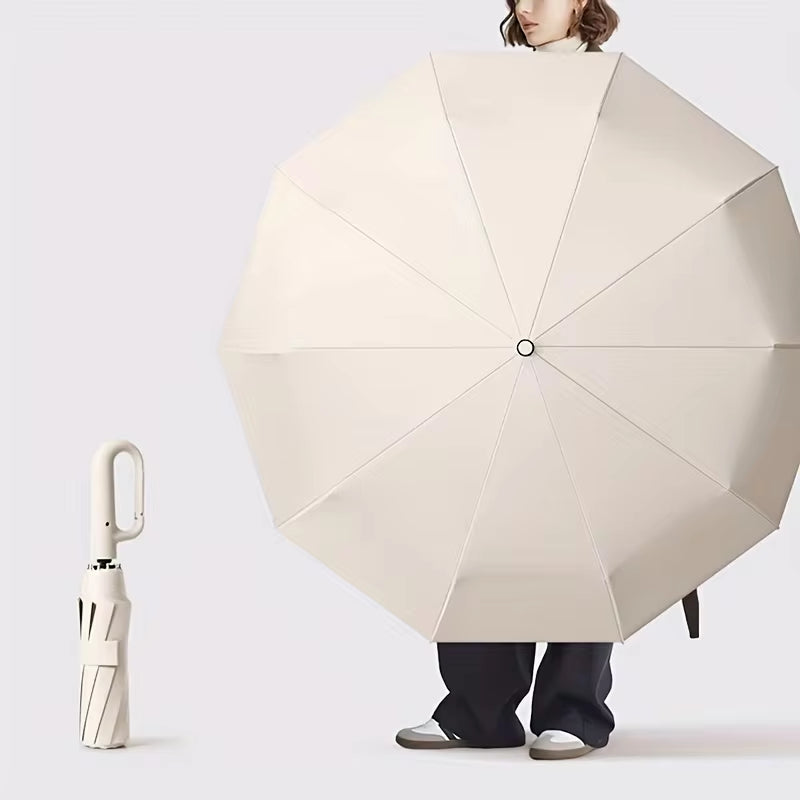 Windproof Reinforced 105CM Automatic Folding Umbrella for Men with Large Handle, Wind and Water Resistant, Durable Outdoor Protection