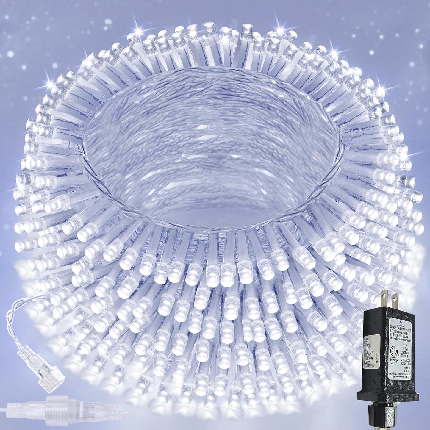 GlowLink 200 LED Connectable Christmas Lights 66FT Warm White String Lights with 13 Modes Waterproof Plug-In Fairy Lights