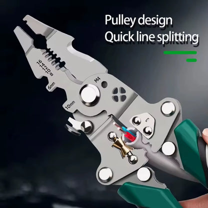 StripPro™ 18-in-1 Foldable Wire Stripper with Pulley Design – Multi-Function Electrician Tool for Cutting, Crimping & More