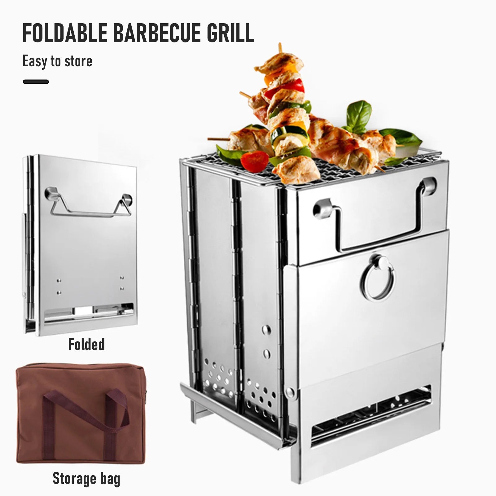 FireMate™ Portable Foldable Stainless Steel Camping Stove with Mini Charcoal Grill – Lightweight Outdoor Cooking Gear