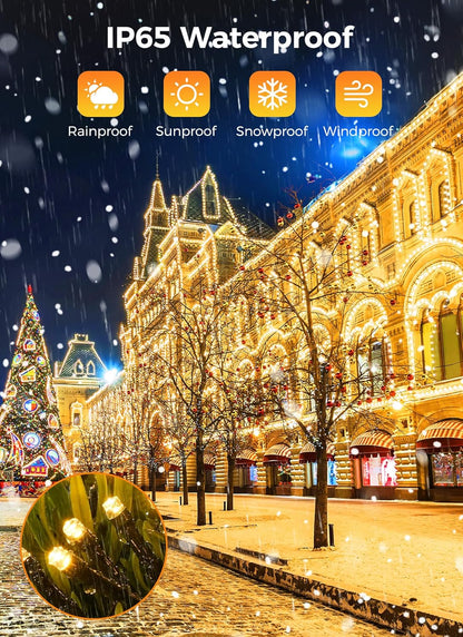 SolarGlow Outdoor String Lights – 40FT 100 LED Solar Powered String Lights with 8 Modes IP65 Waterproof Warm White Lights for Garden Tree Fence Patio Decor