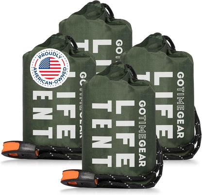 EcoTent 2-Person Emergency Shelter with Paracord & Whistle – Compact Waterproof Mylar Tent for Hiking, Camping & Survival Gear