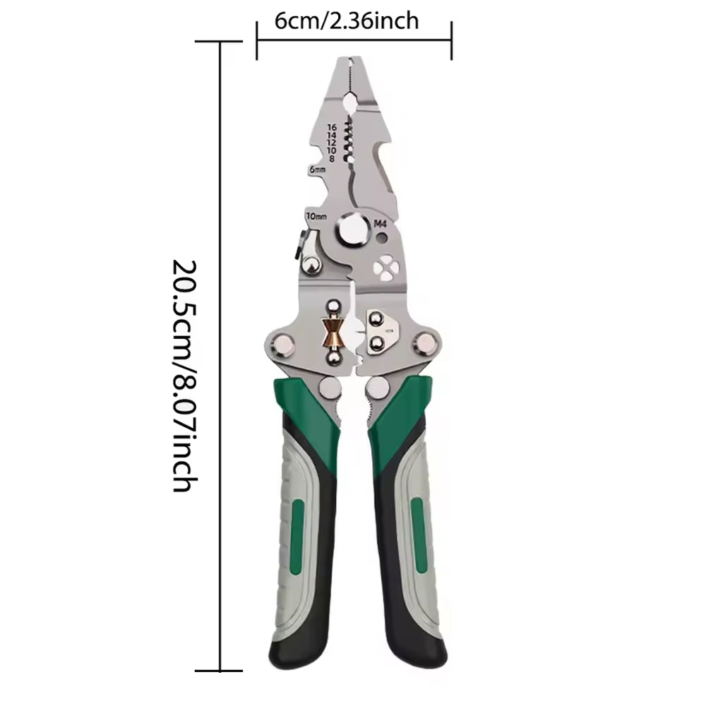 StripPro™ 18-in-1 Foldable Wire Stripper with Pulley Design – Multi-Function Electrician Tool for Cutting, Crimping & More