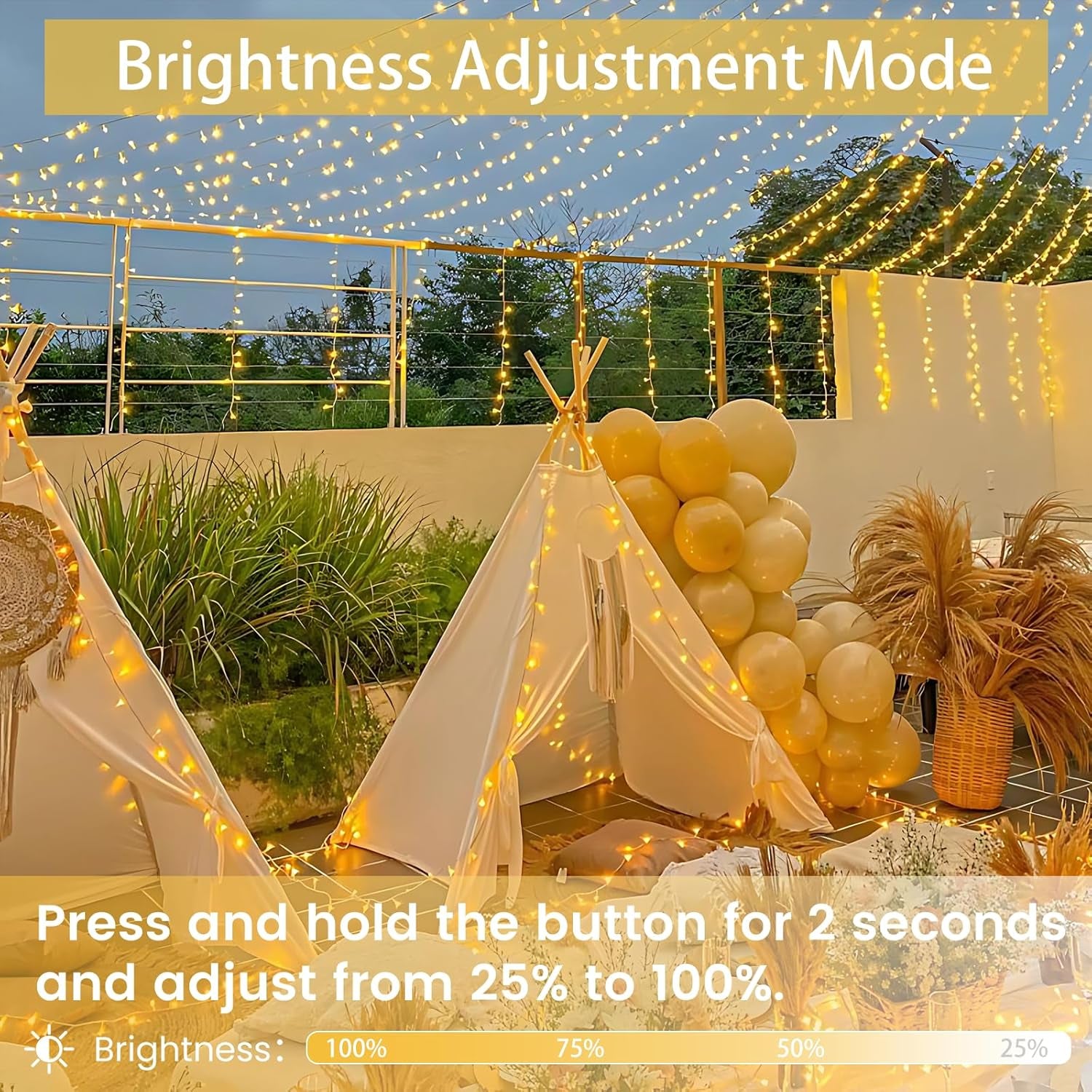 GlowLink 200 LED Connectable Christmas Lights 66FT Warm White String Lights with 13 Modes Waterproof Plug-In Fairy Lights