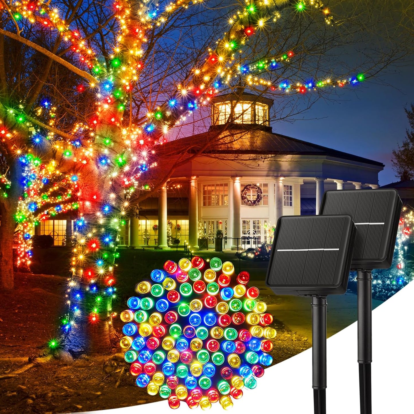 SolarGlow Outdoor String Lights – 40FT 100 LED Solar Powered String Lights with 8 Modes IP65 Waterproof Warm White Lights for Garden Tree Fence Patio Decor