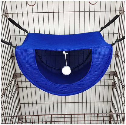 PurrNest Hanging Cat Hammock Bed – Soft Mesh Cage Hammock with Plush Toy for Comfortable Feline Rest & Play