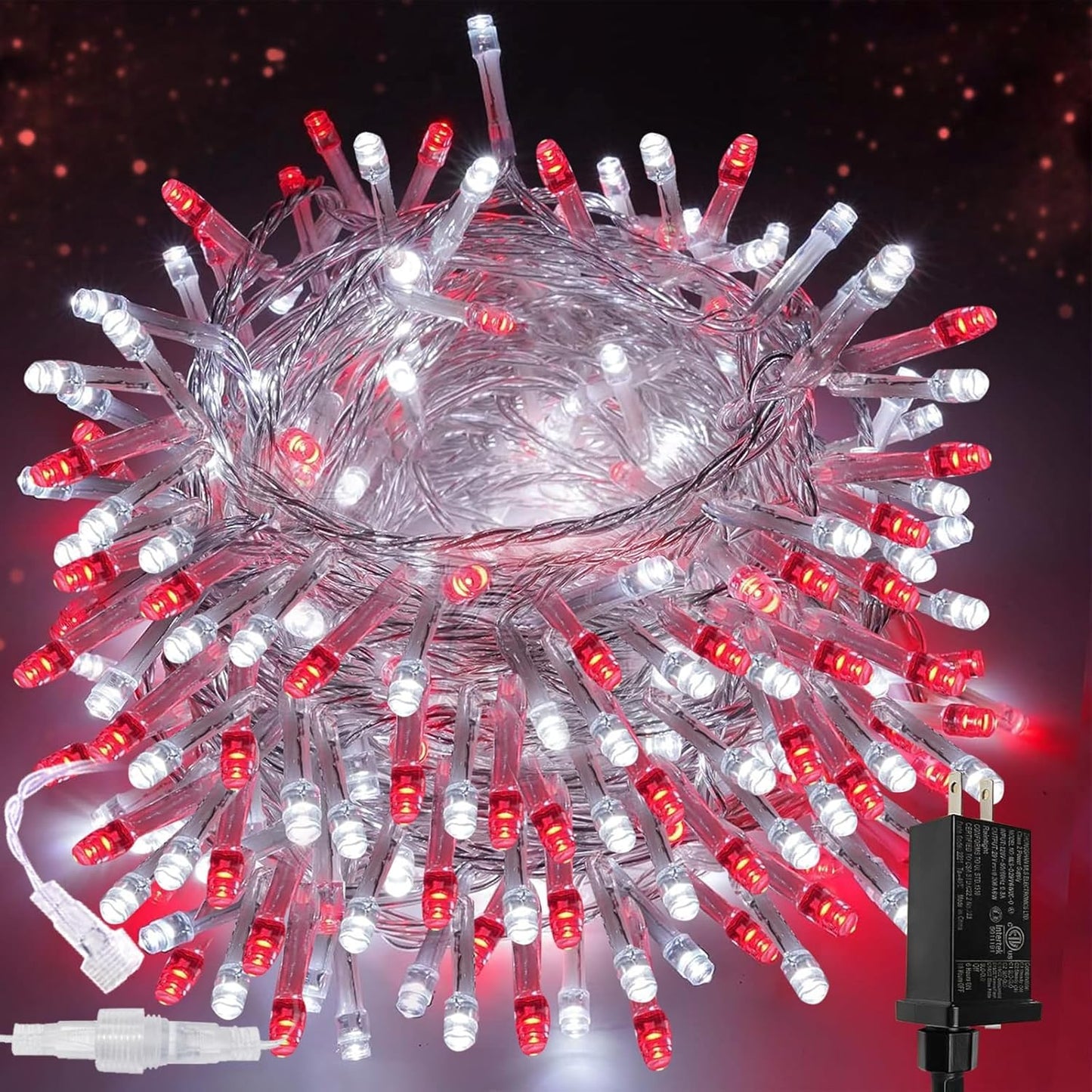 GlowLink 200 LED Connectable Christmas Lights 66FT Warm White String Lights with 13 Modes Waterproof Plug-In Fairy Lights