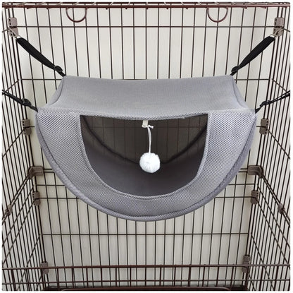 PurrNest Hanging Cat Hammock Bed – Soft Mesh Cage Hammock with Plush Toy for Comfortable Feline Rest & Play