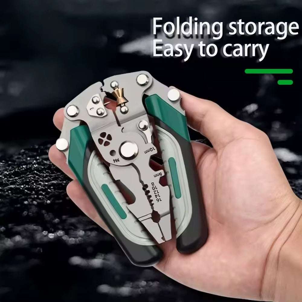 StripPro™ 18-in-1 Foldable Wire Stripper with Pulley Design – Multi-Function Electrician Tool for Cutting, Crimping & More