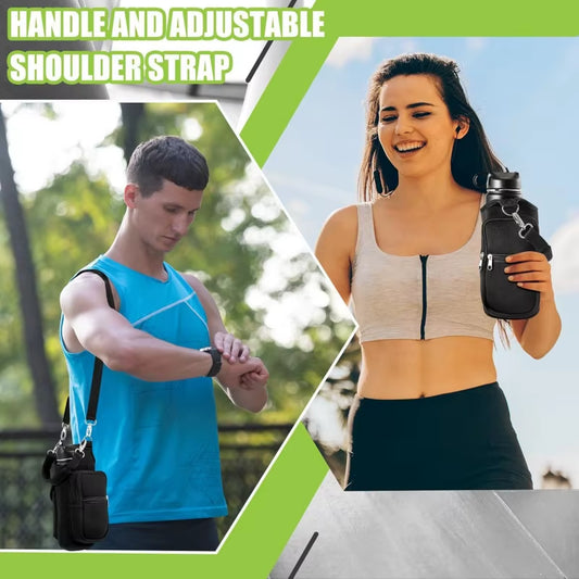 MagnaGrip Water Bottle Carrier – Magnetic Gym Holder with Phone Pocket & Shoulder Strap