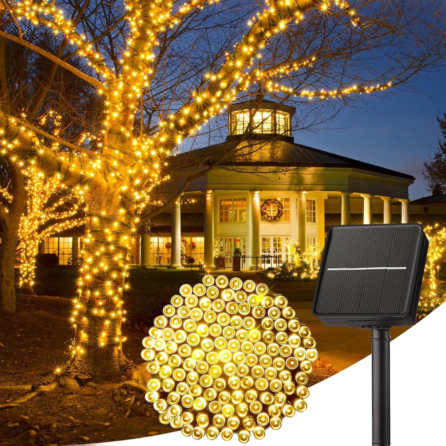 SolarGlow Outdoor String Lights – 40FT 100 LED Solar Powered String Lights with 8 Modes IP65 Waterproof Warm White Lights for Garden Tree Fence Patio Decor