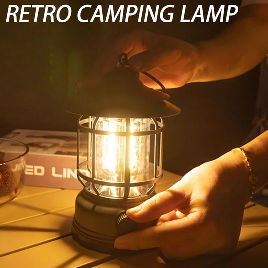 RetroGlow 2-Pack Camping Lanterns – USB Rechargeable LED Lights, Waterproof for Tents, Hiking & Outdoor Adventures