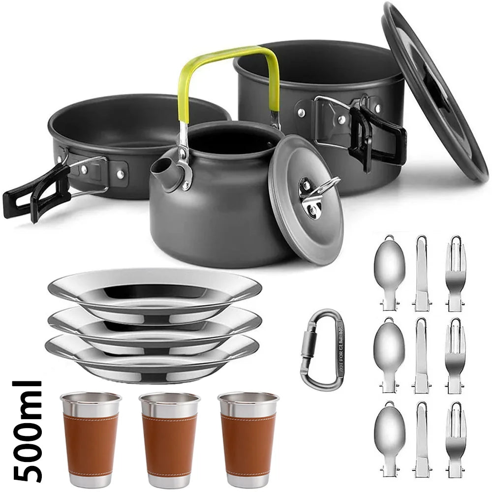 CampMate Cooking Set – Non-Stick Pots, Pan & Teapot for Camping, Hiking & Outdoor Picnic Meals