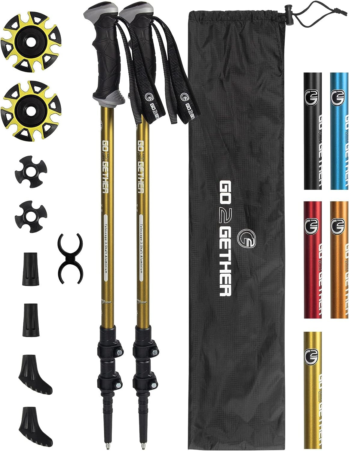 TrailStride Aluminum Trekking Poles – Adjustable Lightweight Walking Sticks with Quick Locks, Ergonomic Handles & Snow Baskets for Hiking & Trekking