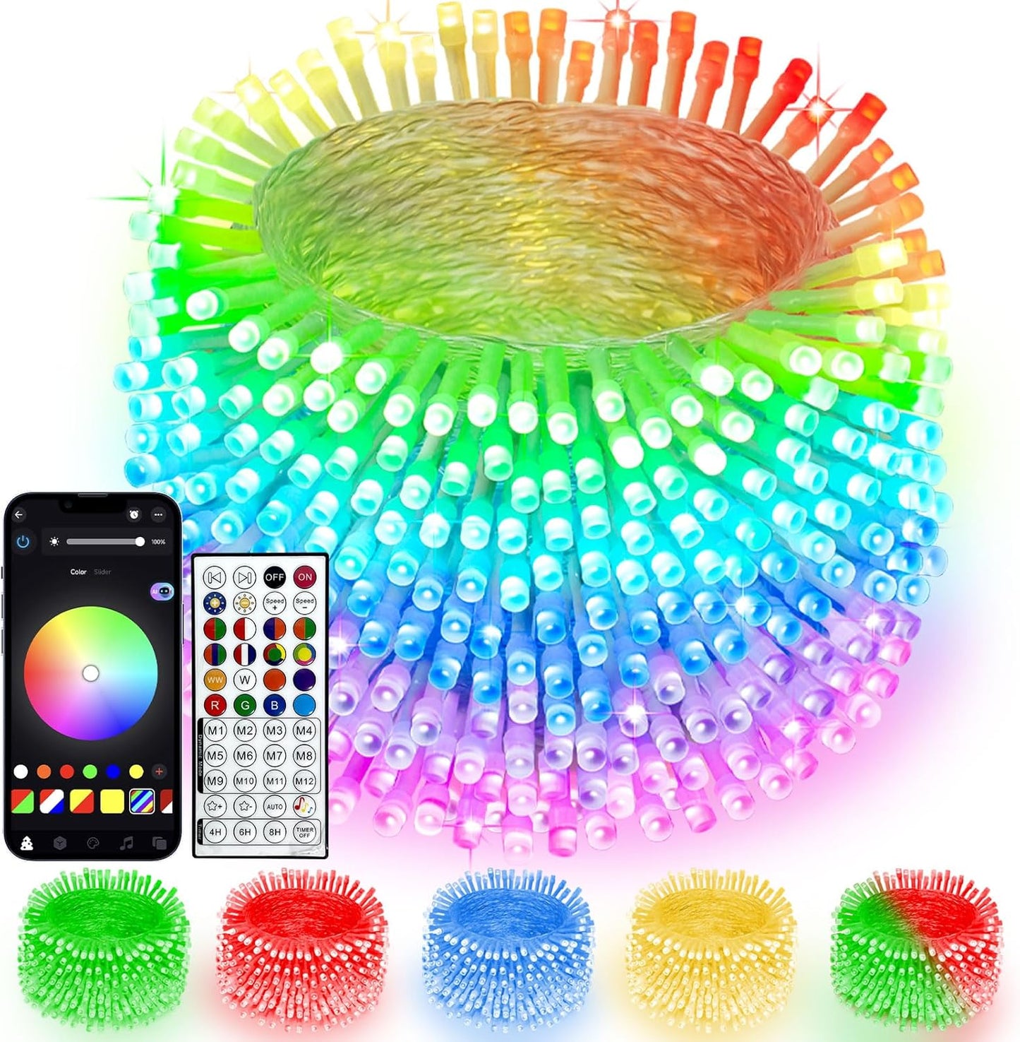 GlowLink 200 LED Connectable Christmas Lights 66FT Warm White String Lights with 13 Modes Waterproof Plug-In Fairy Lights